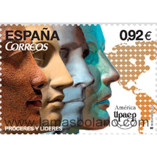 SELLOS ESPAÑA 2014 - AMERICA UPAEP - PROCERES Y LIDERES - 1 VALOR - CORREO