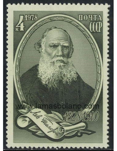 SELLOS RUSIA 1978 - LEON TOLSTOI 150 ANIVERSARIO DEL NACIMIENTO - 1 VALOR - CORREO