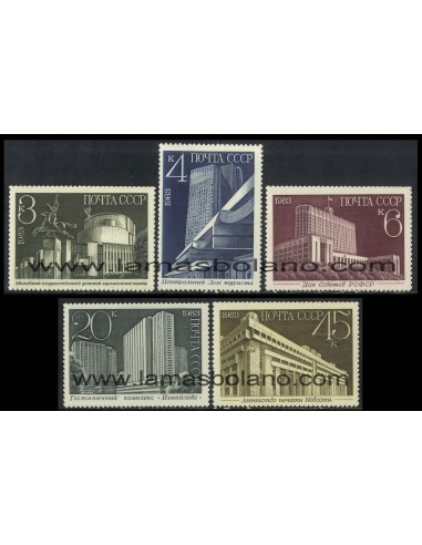SELLOS RUSIA 1983 - NUEVOS EDIFICIOS DE MOSCU - 5 VALORES - CORREO