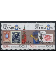 SELLOS RUSIA 1997 - MOSCU 97 EXPOSICION FILATELICA INTERNACIONAL - 2 VALORES - CORREO