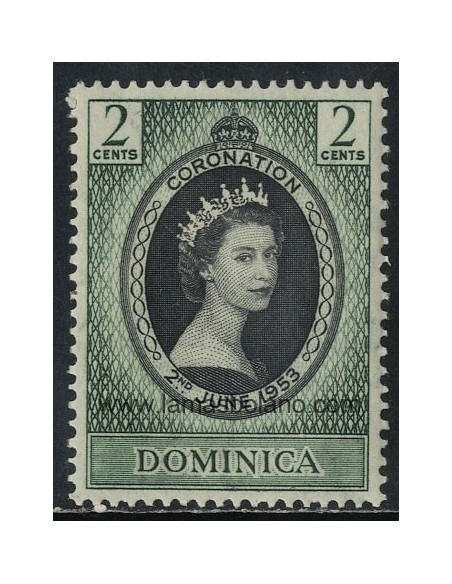 SELLOS DOMINICA 1953 - CORONACION DE ELIZABETH II - 1 VALOR FIJASELLO - CORREO