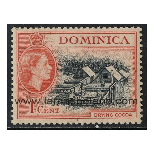 SELLOS DOMINICA 1954 - SECADO DE CACAO - 1 VALOR - CORREO