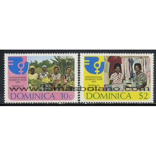 SELLOS DOMINICA 1975 - AÑO INTERNACIONAL DE LA MUJER - 2 VALORES - CORREO