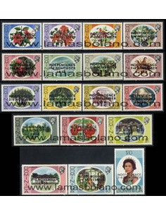 SELLOS DOMINICA 1978 - INDEPENDENCIA - SERIE CORRIENTE - 18 VALORES SOBRECARGADOS - CORREO