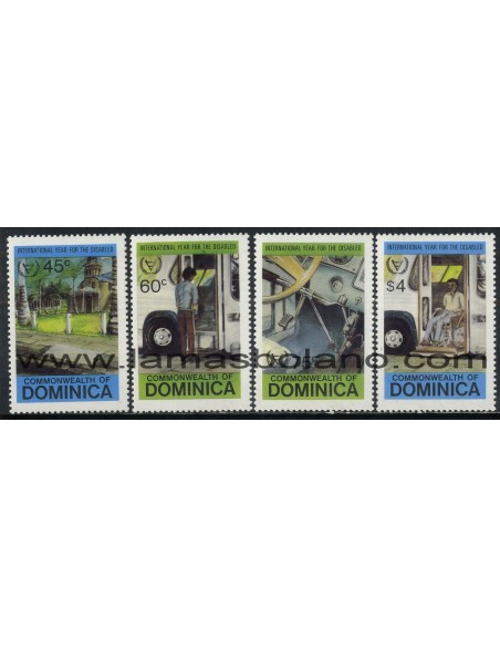 SELLOS DOMINICA 1981 - AÑO INTERNACIONAL DEL MINUSVALIDO - 4 VALORES - CORREO