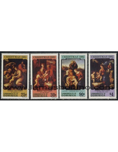 SELLOS DOMINICA 1982 - NAVIDAD - PINTURAS DE RAPHAEL - 4 VALORES - CORREO