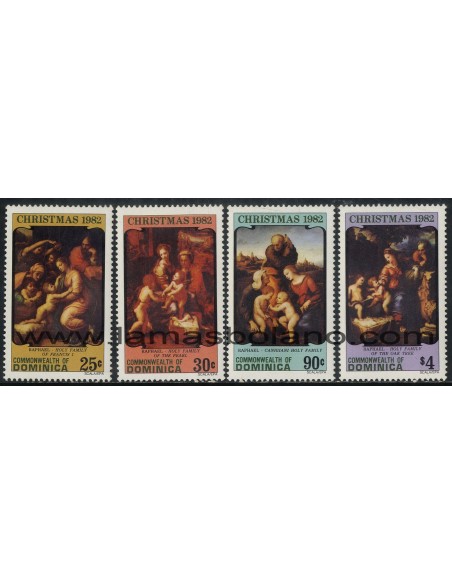 SELLOS DOMINICA 1982 - NAVIDAD - PINTURAS DE RAPHAEL - 4 VALORES - CORREO