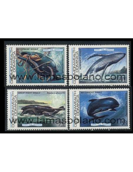 SELLOS DOMINICA 1983 - FAUNA - MAMIFEROS MARINOS - 4 VALORES - CORREO