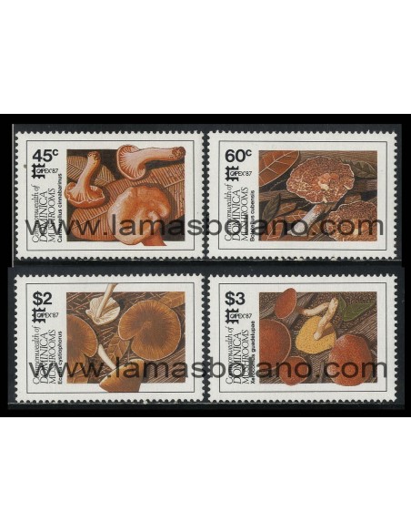 SELLOS DOMINICA 1987 - CAPEX 87 EXPOSICION FILATELICA INTERNACIONAL EN TORONTO - SETAS - 4 VALORES - CORREO