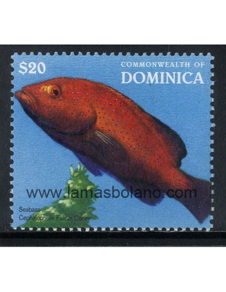 SELLOS DOMINICA 1996 - PEZ - CEPHALOPHOLIS FULVUS - 1 VALOR - CORREO