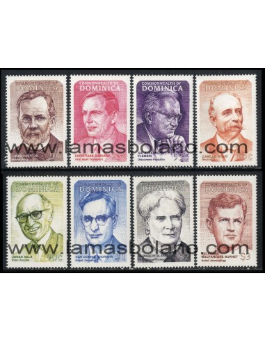 SELLOS DOMINICA 1997 - EXITOS DE LA MEDICINA - 8 VALORES - CORREO