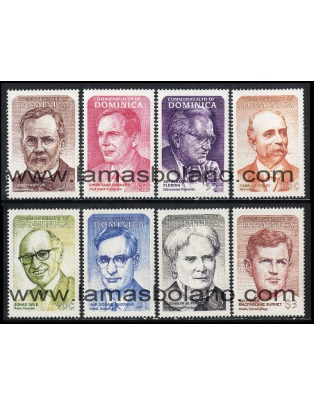 SELLOS DOMINICA 1997 - EXITOS DE LA MEDICINA - 8 VALORES - CORREO