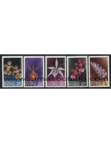 SELLOS DOMINICA 1997 - ORQUIDEAS - FLORA - 5 VALORES - CORREO