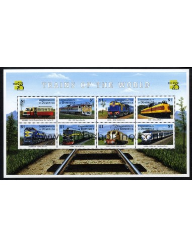 SELLOS DOMINICA 1999 - AUSTRALIA 99 EXPOSICION FILATELICA INTERNACIONAL EN MELBOURNE - LOCOMOTORAS - 8 VALORES HB - CORREO