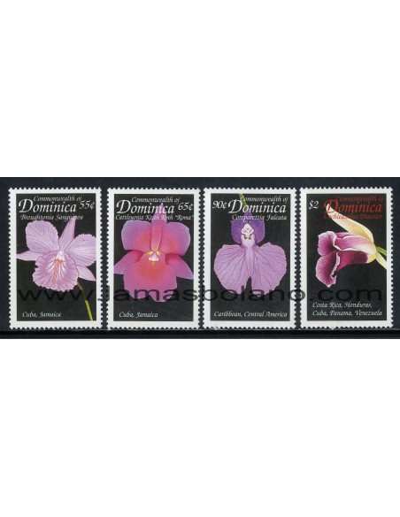 SELLOS DOMINICA 1999 - ORQUIDEAS DEL CARIBE - FLORA - 4 VALORES - CORREO