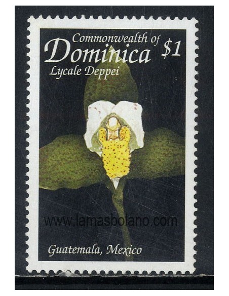 SELLOS DOMINICA 1999 - ORQUIDEAS DEL CARIBE - LYCALE DEPPEI - FLORA - 1 VALOR - CORREO
