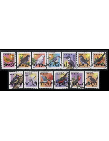 SELLOS DOMINICA 2001 - PAJAROS - 13 VALORES - CORREO