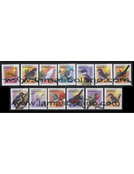 SELLOS DOMINICA 2001 - PAJAROS - 13 VALORES - CORREO