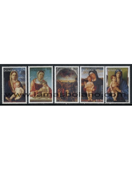 SELLOS DOMINICA 2001 - NAVIDAD - PINTURAS - 5 VALORES - CORREO