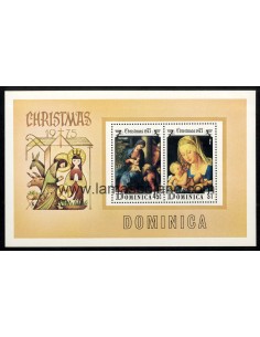 SELLOS DOMINICA 1975 - NAVIDAD - PINTURAS - HOJITA BLOQUE