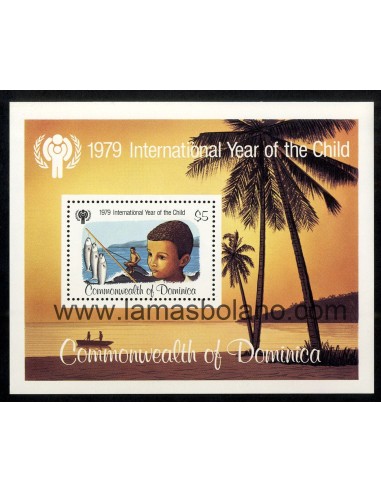 SELLOS DOMINICA 1979 - AÑO INTERNACIONAL DEL NIÑO - HOJITA BLOQUE