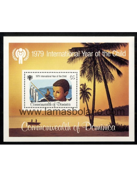 SELLOS DOMINICA 1979 - AÑO INTERNACIONAL DEL NIÑO - HOJITA BLOQUE