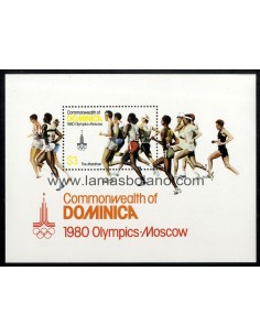 SELLOS DOMINICA 1980 - OLIMPIADA DE MOSCU 1980 - HOJITA BLOQUE