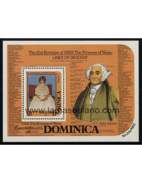SELLOS DOMINICA 1982 - 21 ANIVERSARIO DE LA PRINCESA DIANA DE GALES - HOJITA BLOQUE