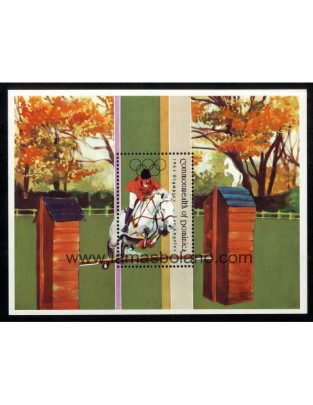 SELLOS DOMINICA 1984 - OLIMPIADA DE LOS ANGELES 1984 - HOJITA BLOQUE