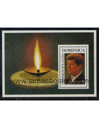 SELLOS DOMINICA 1988 - JOHN F. KENNEDY 25 ANIVERSARIO FALLECIMIENTO - HOJITA BLOQUE