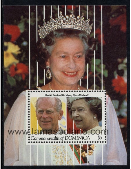 SELLOS DOMINICA 1991 - 65 ANIVERSARIO DE ELIZABETH II - HOJITA BLOQUE