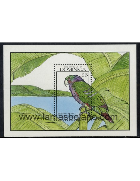 SELLOS DOMINICA 1993 - PAJARO DE DOMINICA - AMAZONA IMPERIALIS - HOJITA BLOQUE