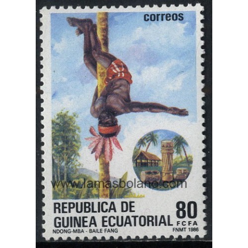 SELLOS DE GUINEA ECUATORIAL 1986 - FOLKLORE - 1 VALOR - CORREO 