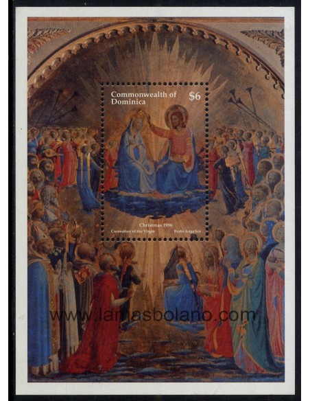 SELLOS DOMINICA 1996 - NAVIDAD - PINTURA DE BEATO ANGELICO - HOJITA BLOQUE