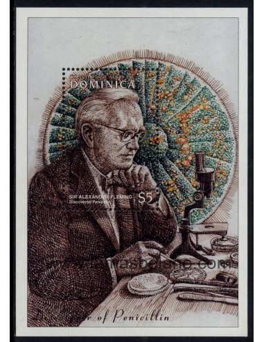 SELLOS DOMINICA 1997 - ACONTECIMIENTOS DE LA MEDICINA - ALEXANDER FLEMING - LOUIS PASTEUR - 2 HOJITAS BLOQUE