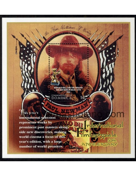 SELLOS DOMINICA 2000 - FESTIVAL INTERNACIONAL DEL CINE DE BERLIN 50 ANIVERSARIO - BUFFALO BILL - HOJITA BLOQUE