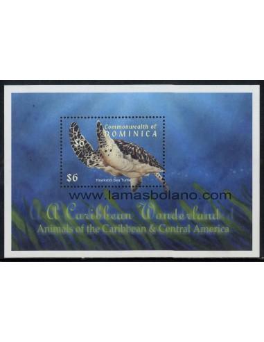 SELLOS DOMINICA 2001 - TORTUGA MARINA - FAUNA - HOJITA BLOQUE
