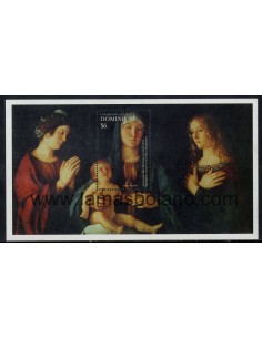SELLOS DOMINICA 2001 - NAVIDAD - PINTURA DE BELLINI - HOJITA BLOQUE
