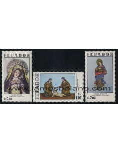 SELLOS ECUADOR 1972 - ESCULTURAS RELIGIOSAS DEL s.18 - 3 VALORES - CORREO