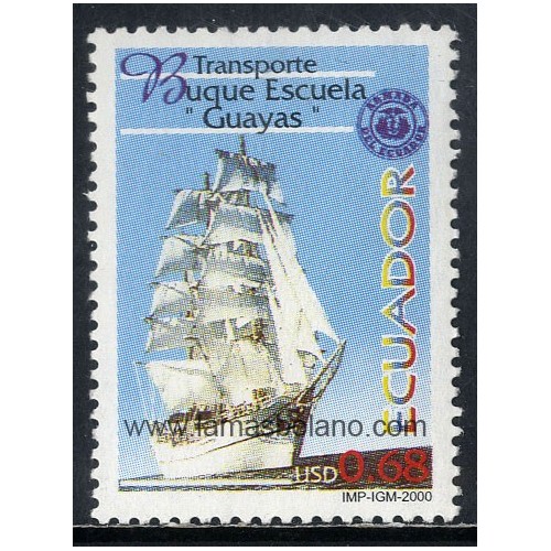 SELLOS ECUADOR 2000 - BARCO - BUQUE ESCUELA GUAYAS - 1 VALOR - CORREO