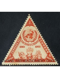 SELLOS ECUADOR 1956 - 10 ANIVERSARIO NACIONES UNIDAS - 1 VALOR - AEREO