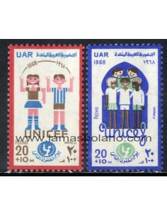 SELLOS EGIPTO 1968 - JORNADA MUNDIAL DE LA INFANCIA - 2 VALORES - CORREO
