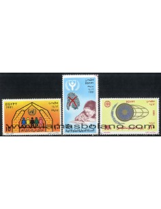 SELLOS EGIPTO 1991 - JORNADA DE LAS NACIONES UNIDAS - 3 VALORES - CORREO