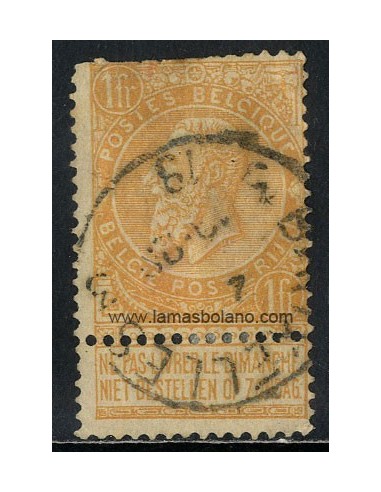 SELLOS BELGICA 1893-1900 - LEOPOLDO II CON BANDELETA LEYENDA BILINGUE - 1 VALOR MATASELLADO - CORREO