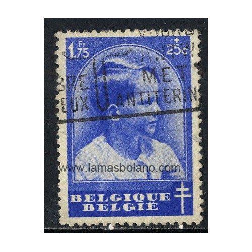 SELLOS BELGICA 1936 - A BENEFICIO DE LAS OBRAS ANTITUBERCULOSAS - PRINCIPE BALDUINO - 1 VALOR MATASELLADO - CORREO