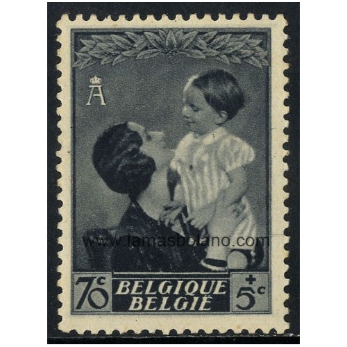 SELLOS BELGICA 1937 - A BENEFICIO DEL MONUMENTO DE LA REINA ASTRID Y OBRAS DIVERSAS - BALDUINO - 1 VALOR - CORREO