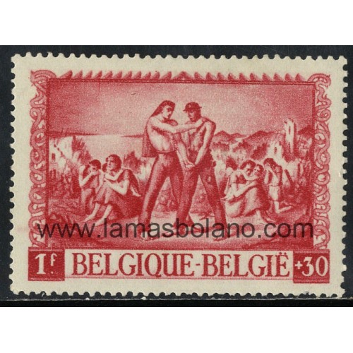 SELLOS BELGICA 1945 - A BENEFICIO DE LOS DESASTRES - 1 VALOR FIJASELLO - CORREO