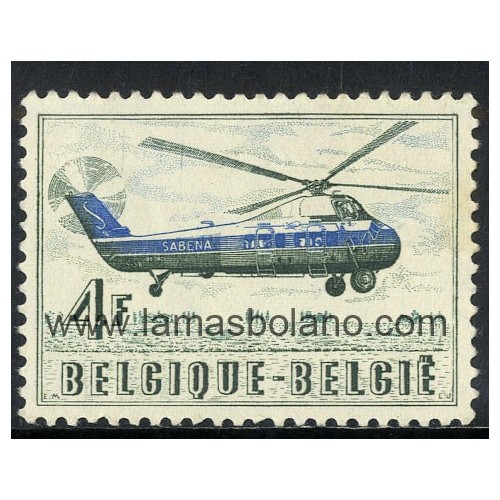 SELLOS BELGICA 1957 - CONMEMORACION DEL PASAJERO 100000 DEL HELICOPTERO SABENA - 1 VALOR FIJASELLO - CORREO