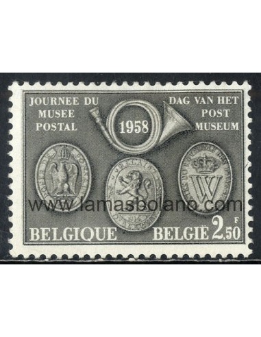 SELLOS BELGICA 1958 - JORNADA DEL MUSEO POSTAL - 1 VALOR FIJASELLO - CORREO