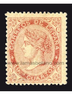 SELLOS ESPAÑA 1867 - ISABEL II 19 CUARTOS ROSA - BONITO EJEMPLAR